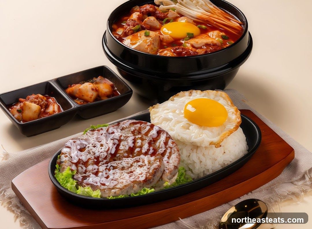 Korean Stew and Steak Meal