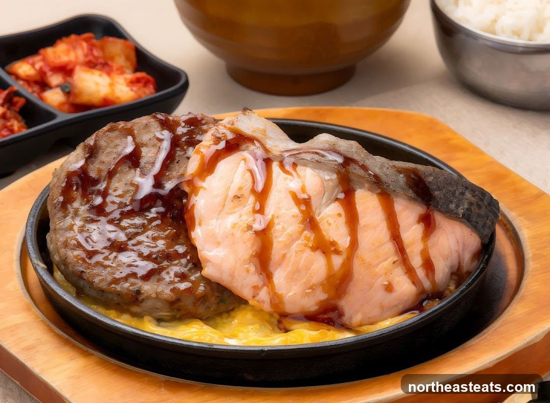 Salmon and Patty with Kimchi