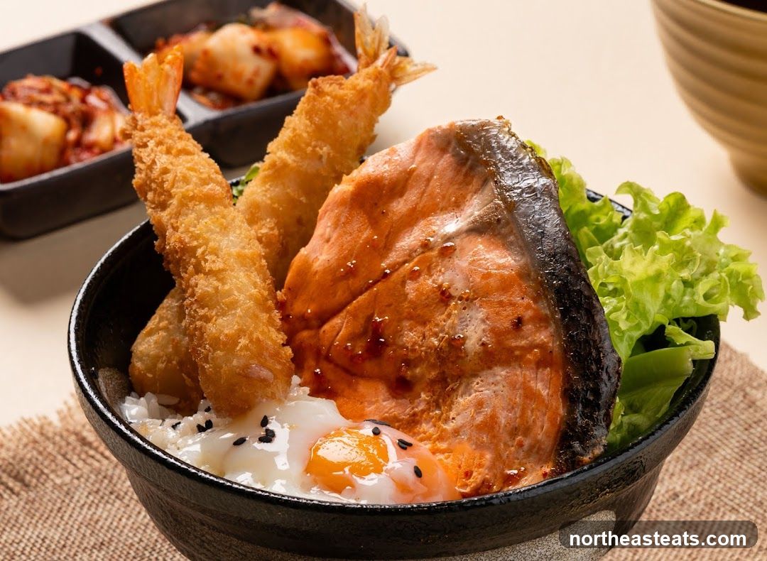 Salmon and Shrimp Donburi
