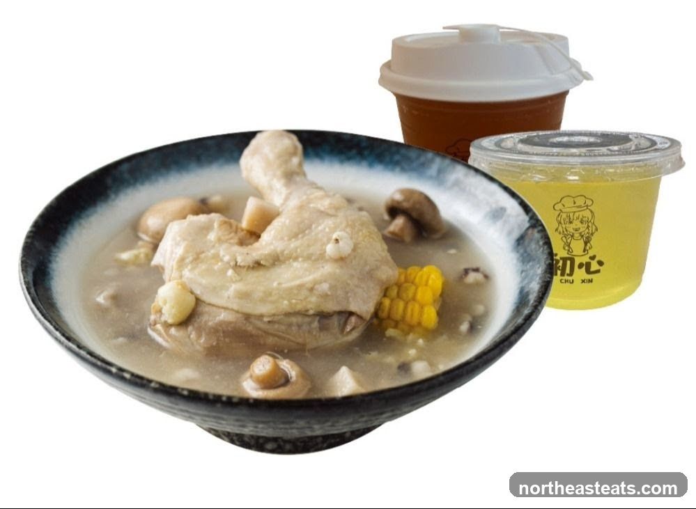 Chicken Soup with Corn and Mushrooms