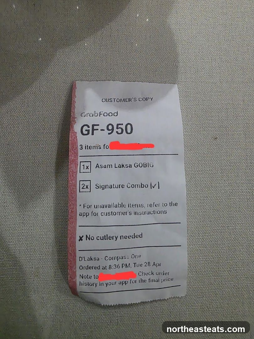 GrabFood Order Receipt