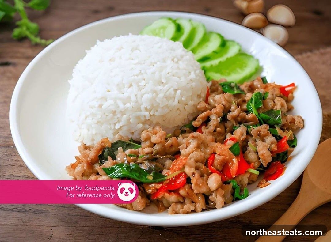 Stir-fried Minced Pork with Basil and Rice