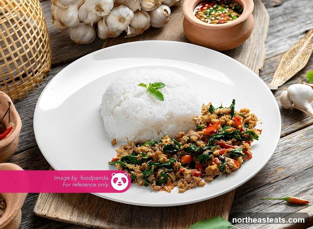 Stir-fried Minced Meat with Basil and Rice