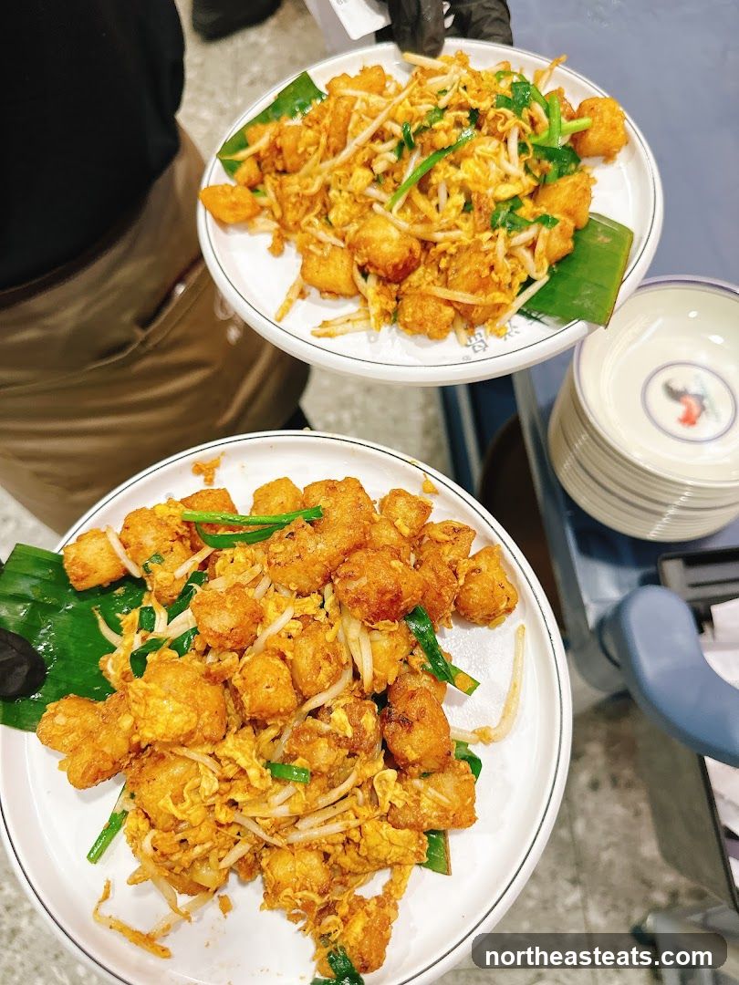 Fried Turnip Cake with Eggs and Bean Sprouts