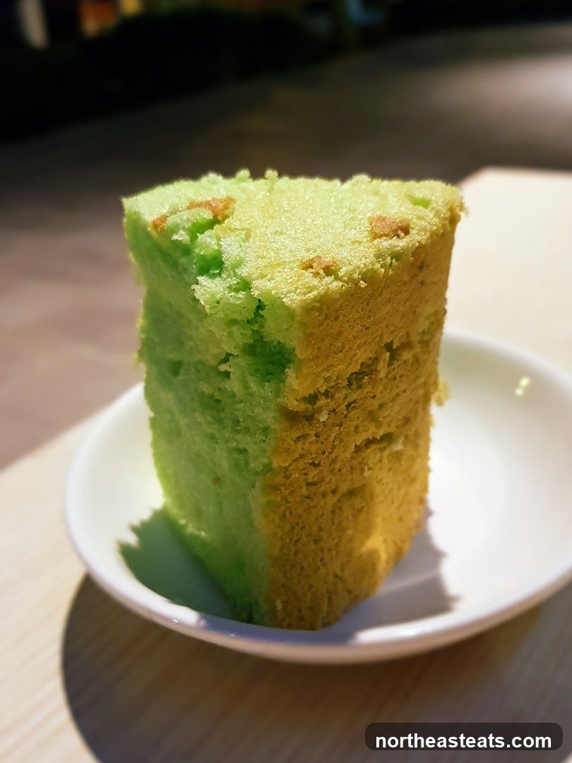 Slice of Pandan Chiffon Cake