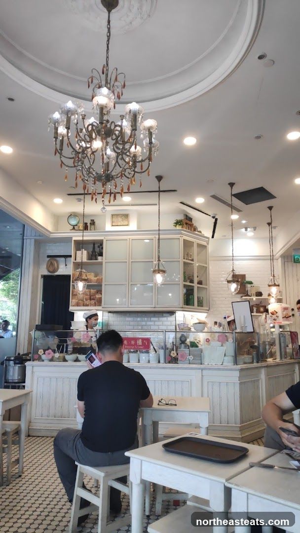 Cafe Interior with Chandelier