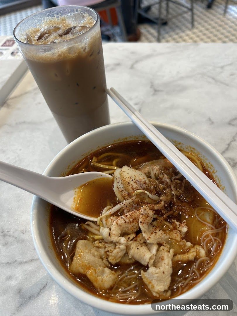 Noodle Soup and Iced Coffee