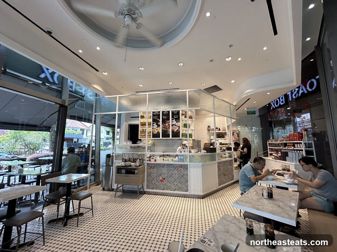 Interior of a cafe with customers