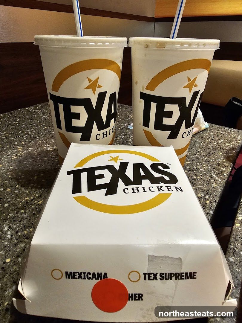Texas Chicken Drinks and Box