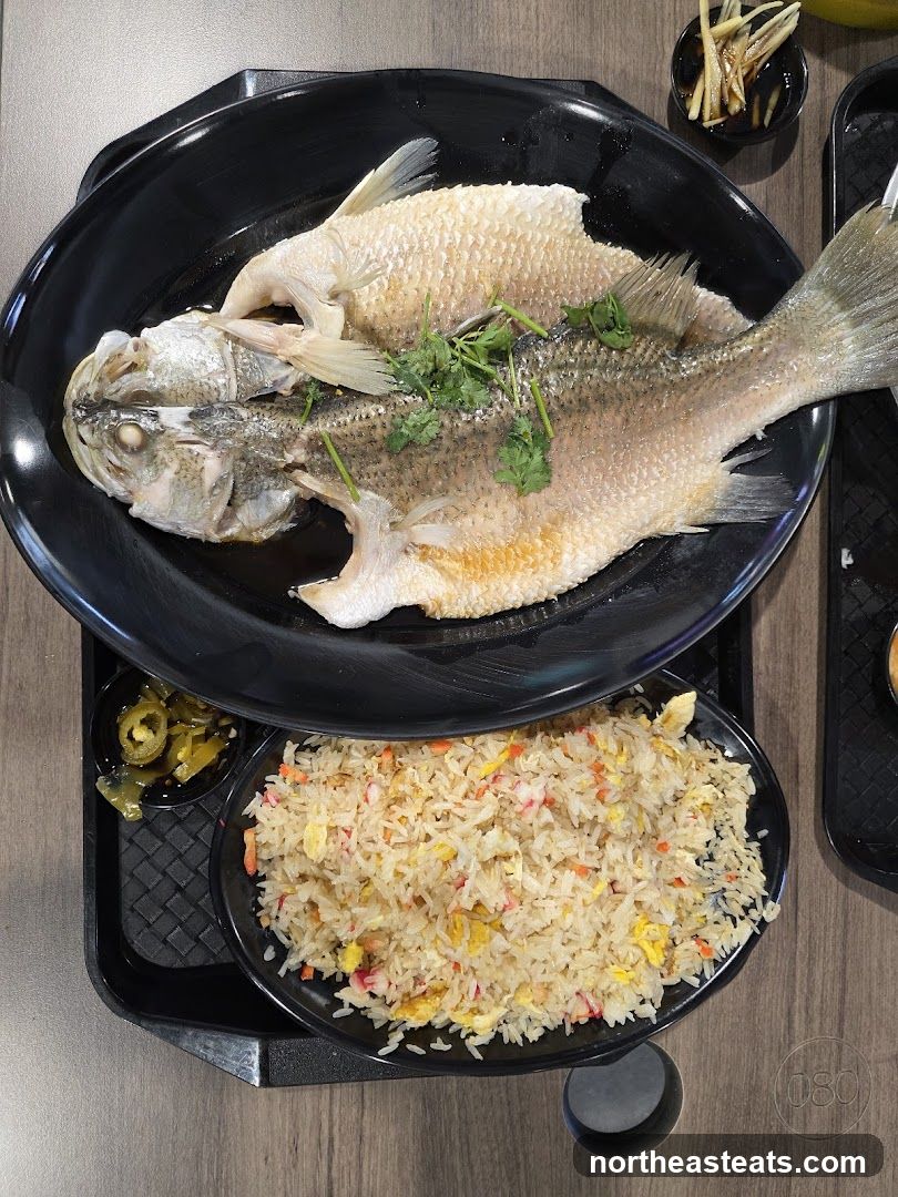 Steamed Fish with Fried Rice