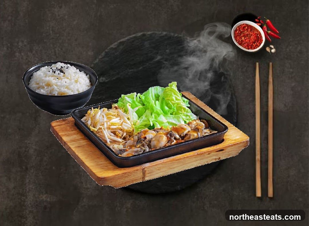 Sizzling Oysters with Vegetables and Rice