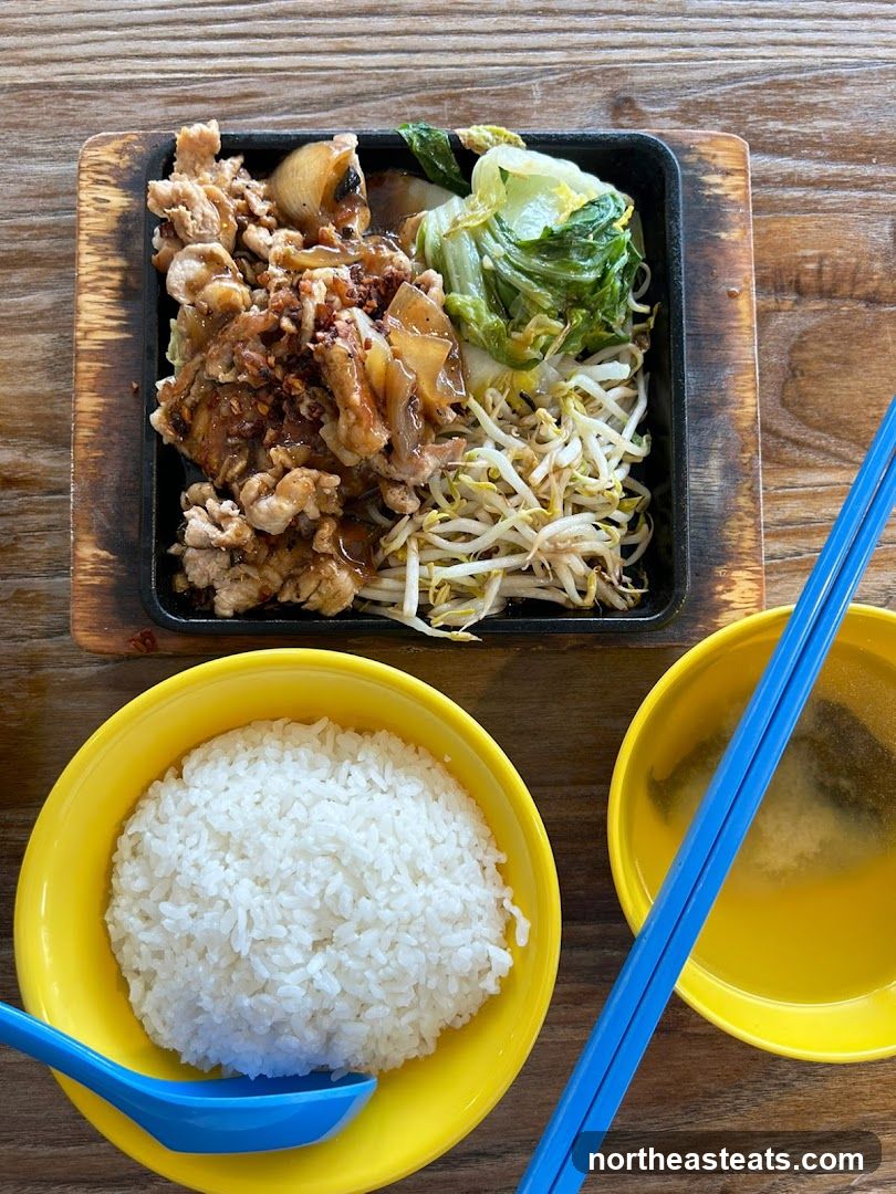 Sizzling Pork with Vegetables and Rice