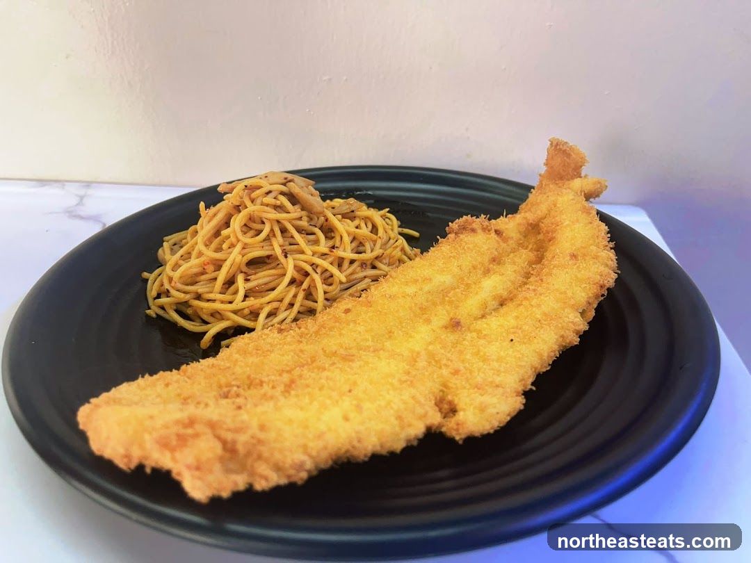Breaded Fish and Spaghetti