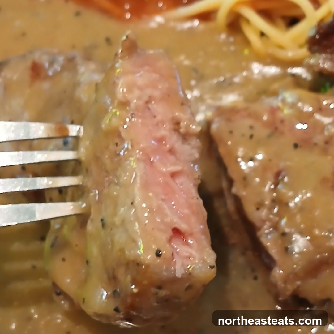 Steak with Sauce and Pasta