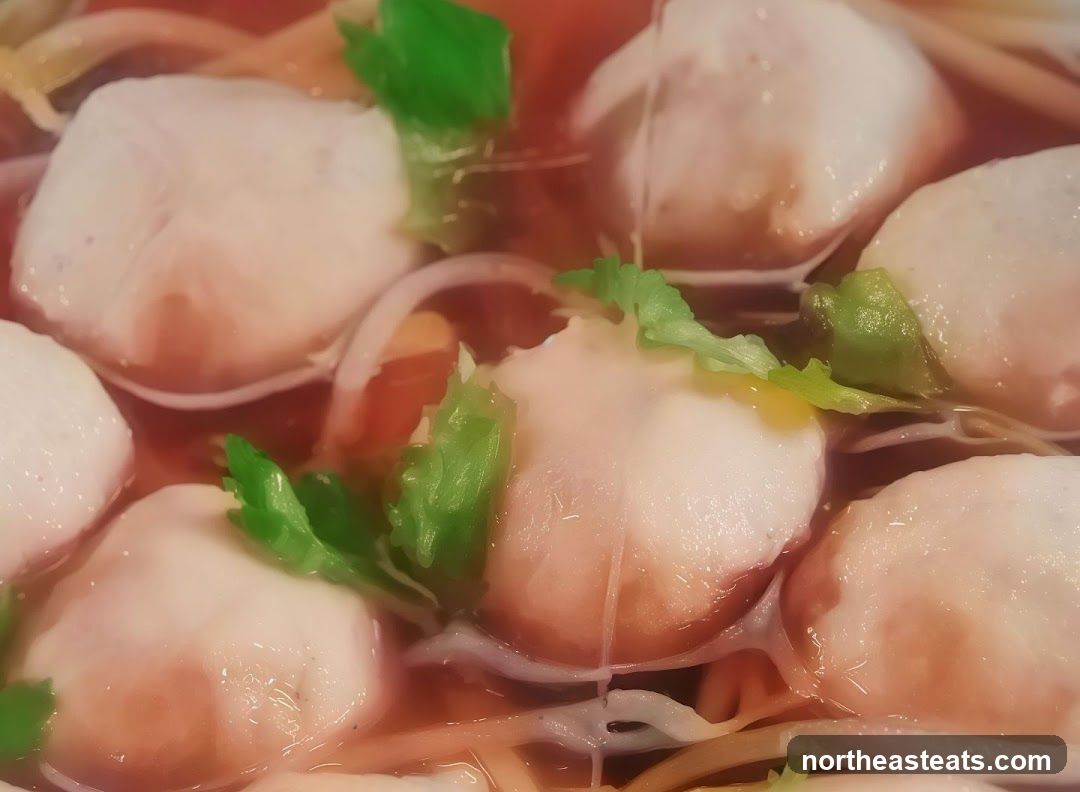 Close-up of Fish Balls in Broth