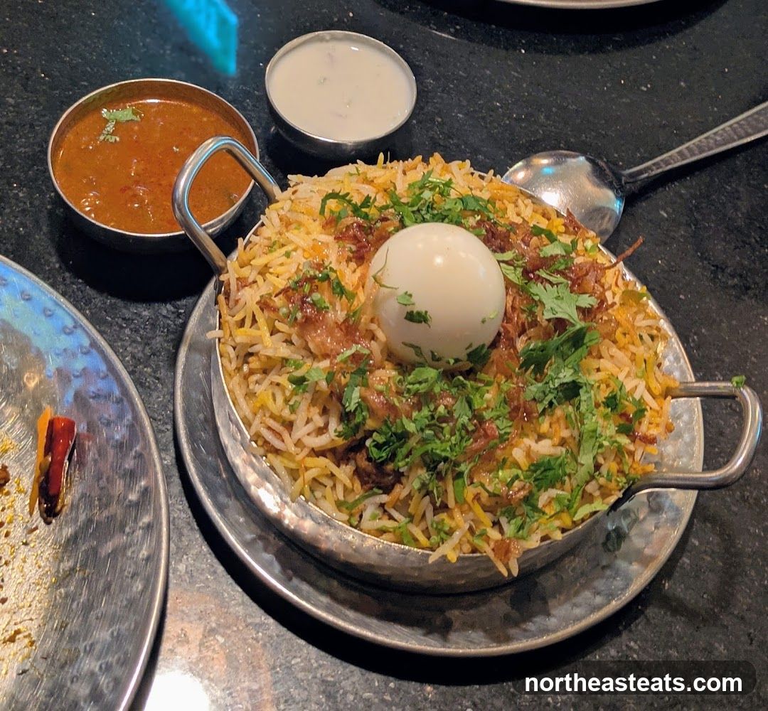 Egg Biryani with Side Dishes