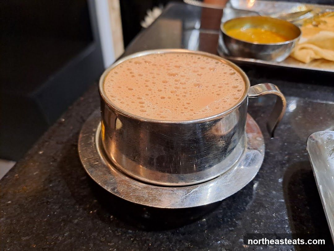 Coffee in a metal cup