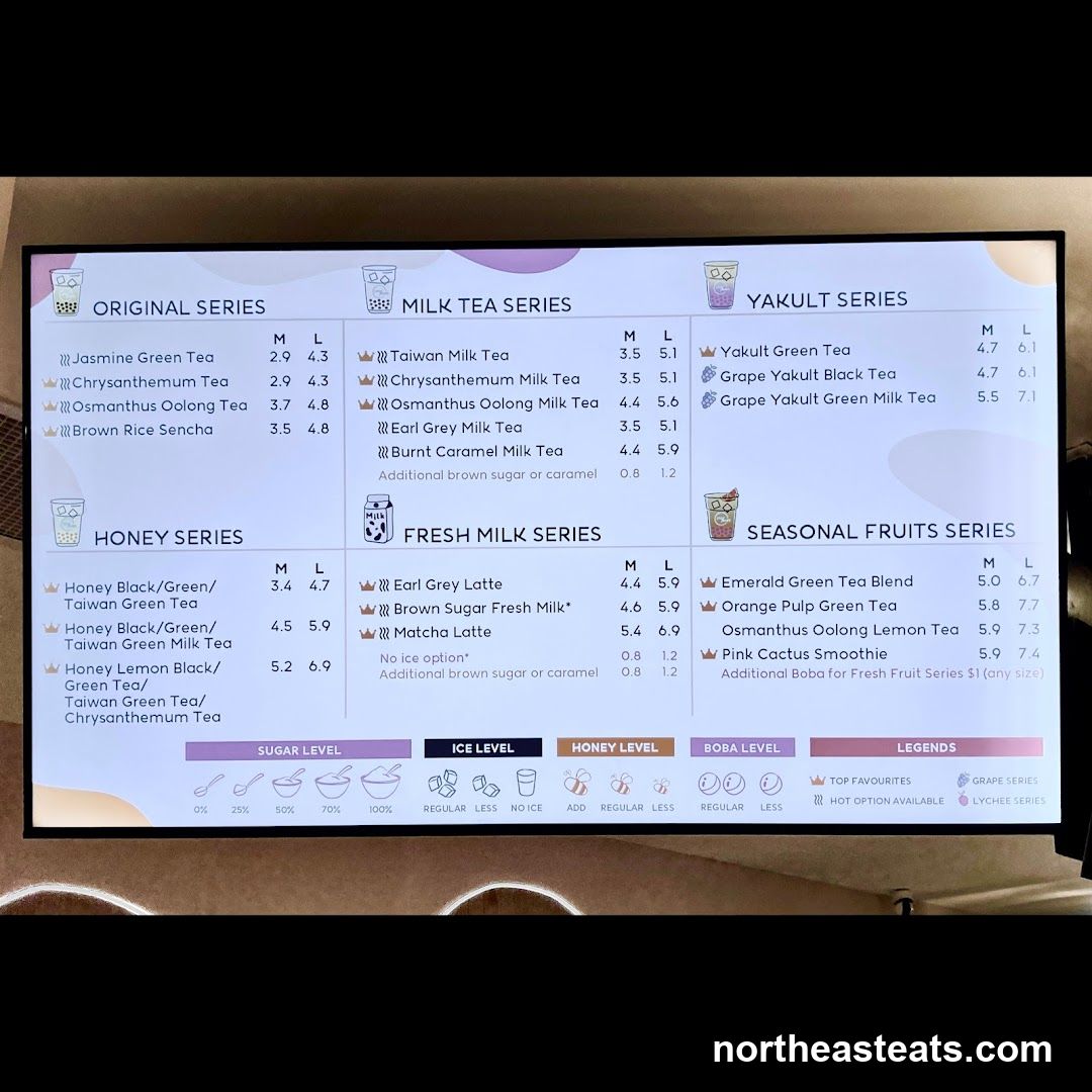 Bubble Tea Menu