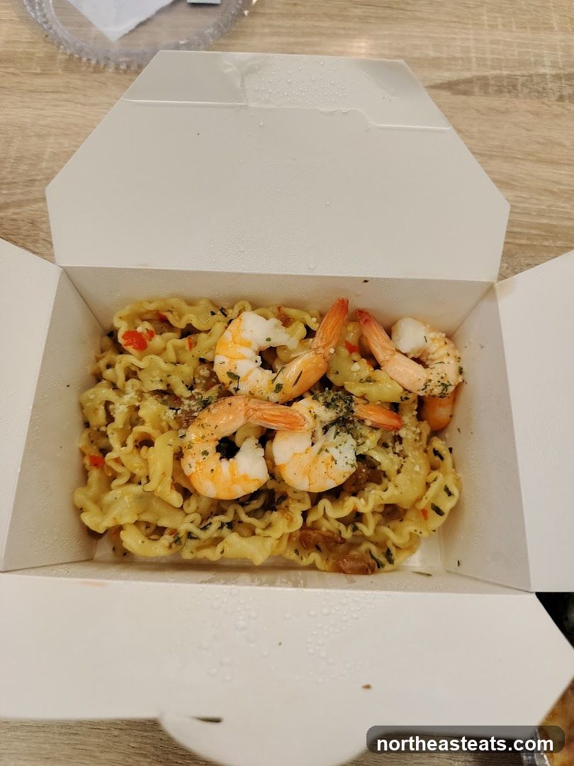 Shrimp Pasta in Takeout Box