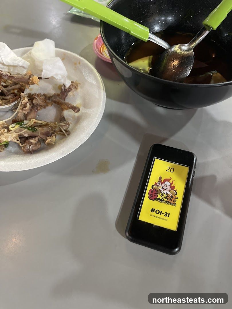 Table with food remnants and order number