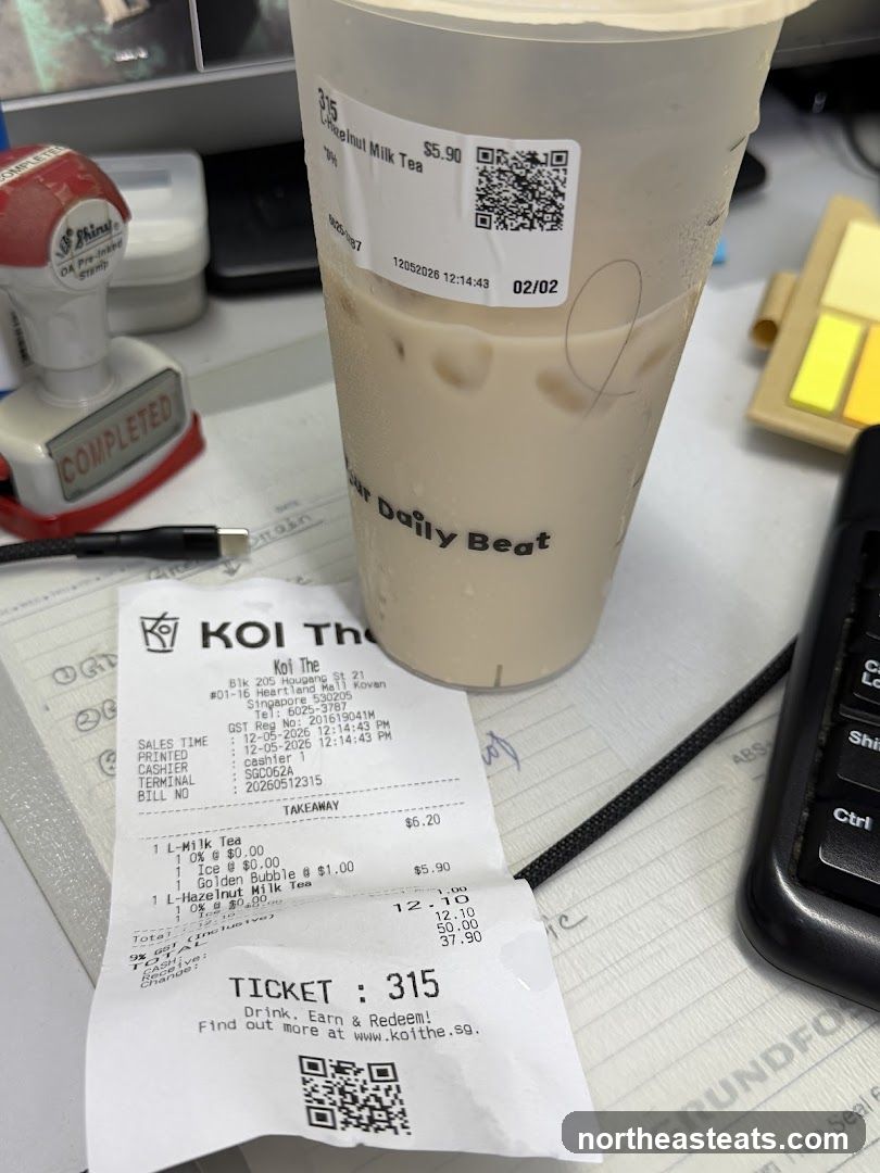 KOI The Milk Tea and Receipt