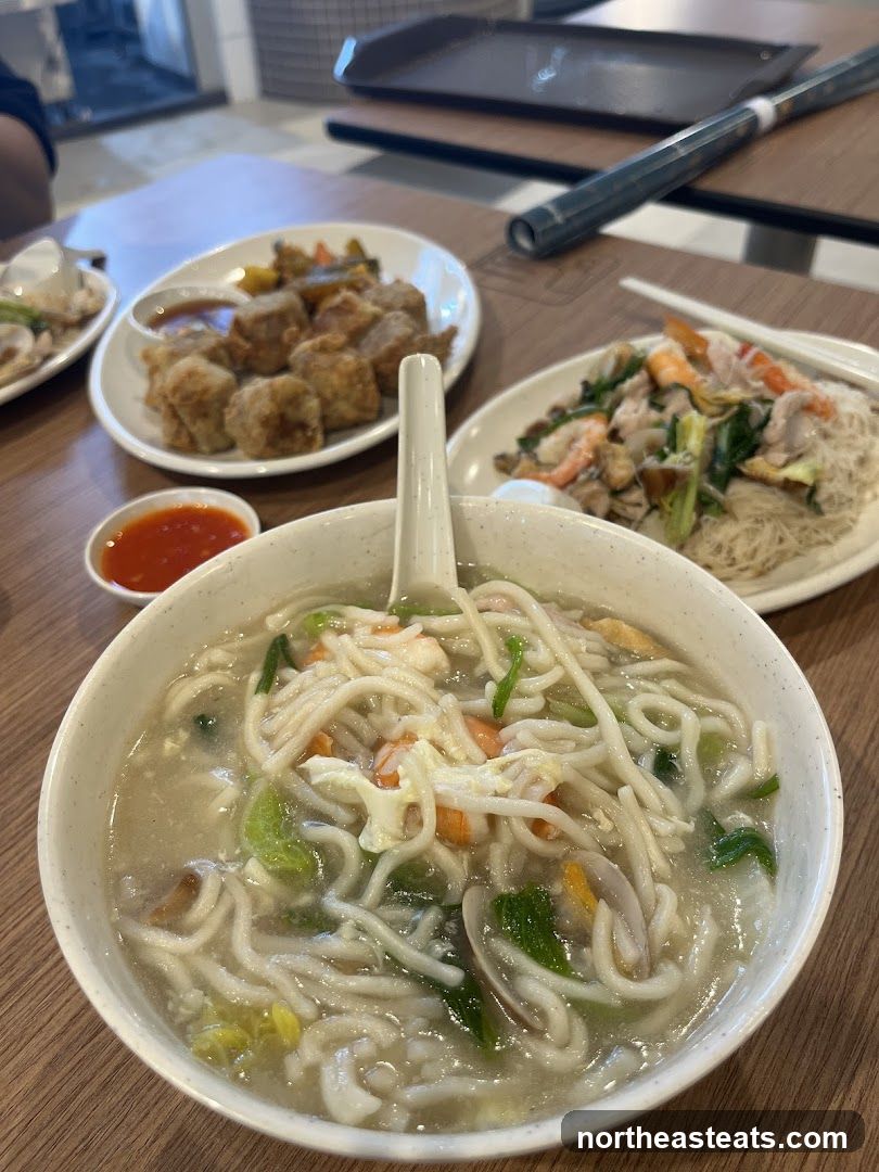 Noodle Soup and Fried Appetizers