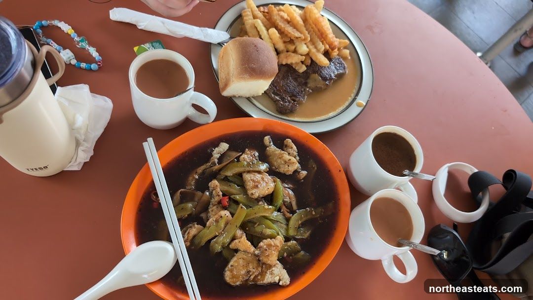 Table with food and drinks