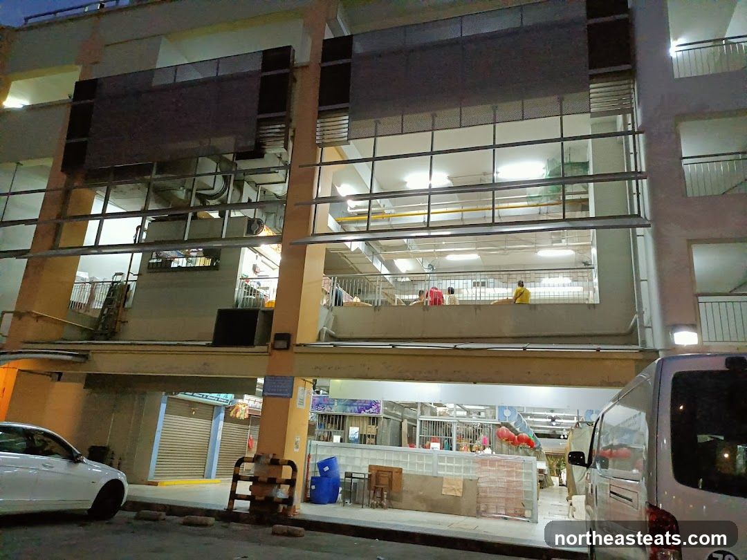 Street view of shops and building levels