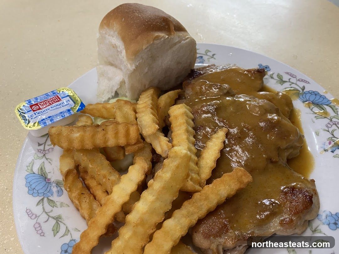 Chicken Chop with Fries and Bun