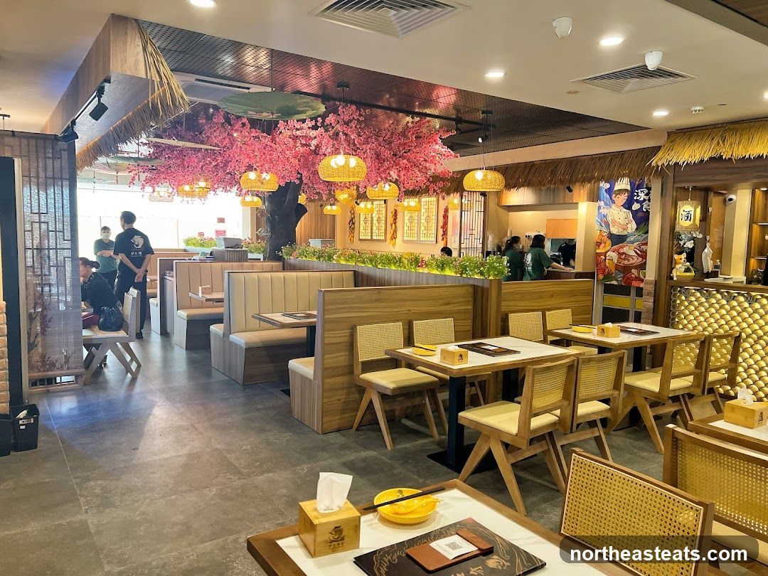 Restaurant Interior with Cherry Blossoms