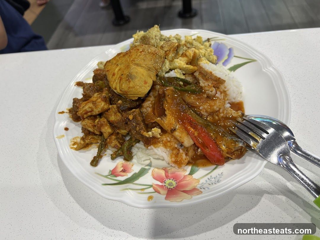 Plate of Rice with Various Dishes
