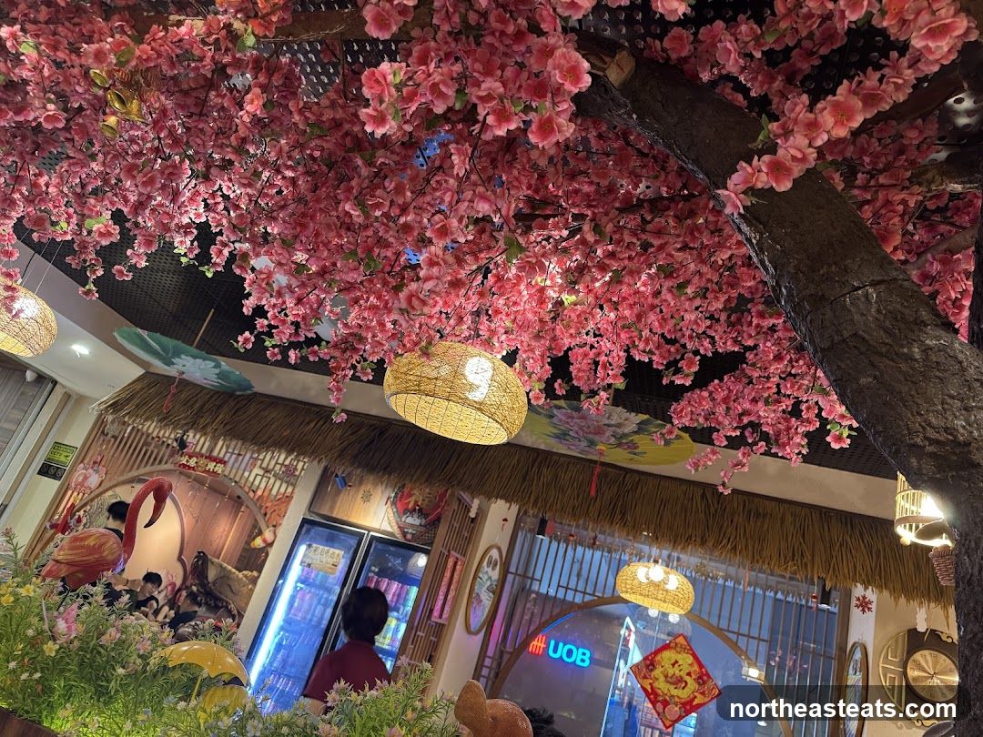 Restaurant Interior with Cherry Blossoms
