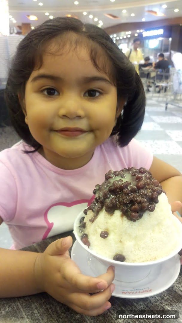 Girl with shaved ice dessert