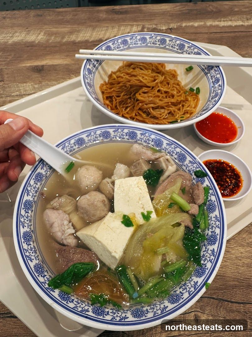 Noodle Soup with Tofu and Meatballs