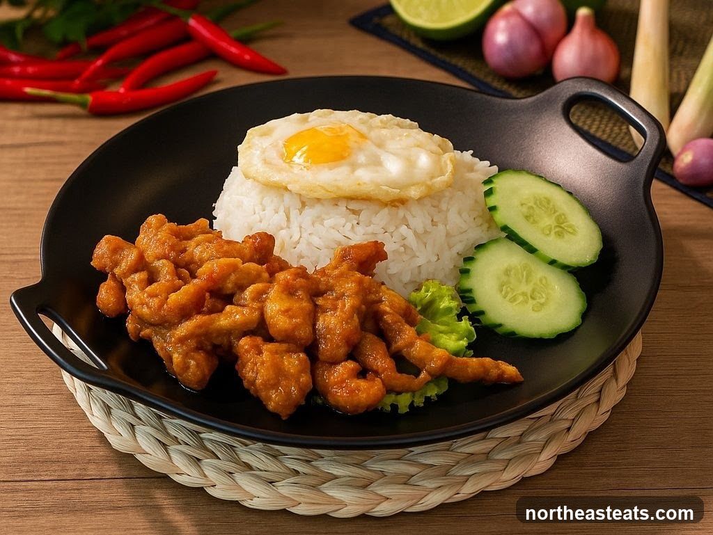 Crispy Chicken with Rice and Fried Egg