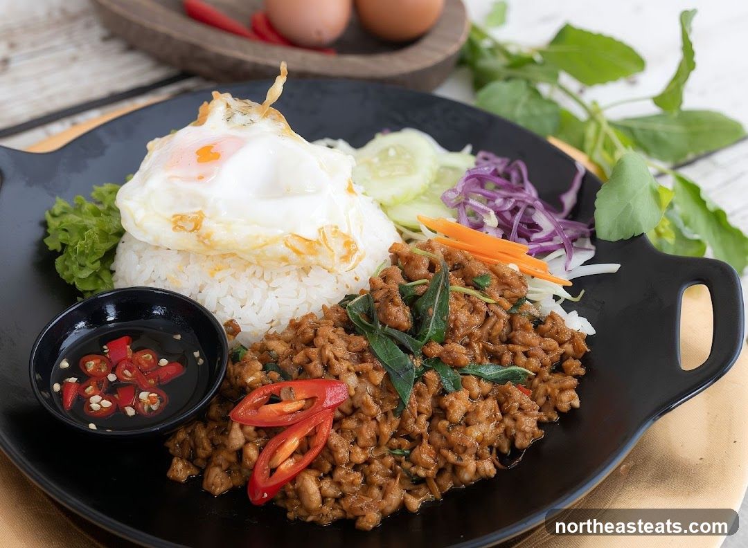 Thai Basil Stir-Fry with Rice and Fried Egg