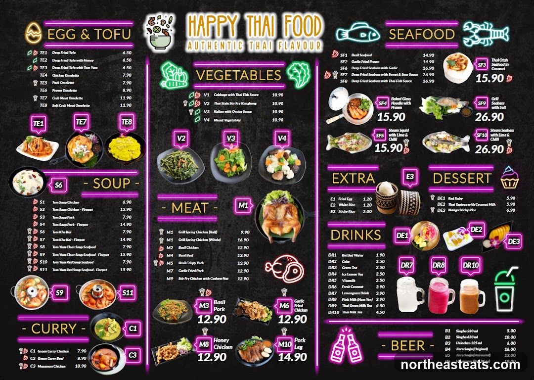 Happy Thai Food Menu