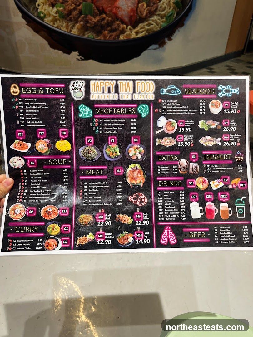 Happy Thai Food Menu