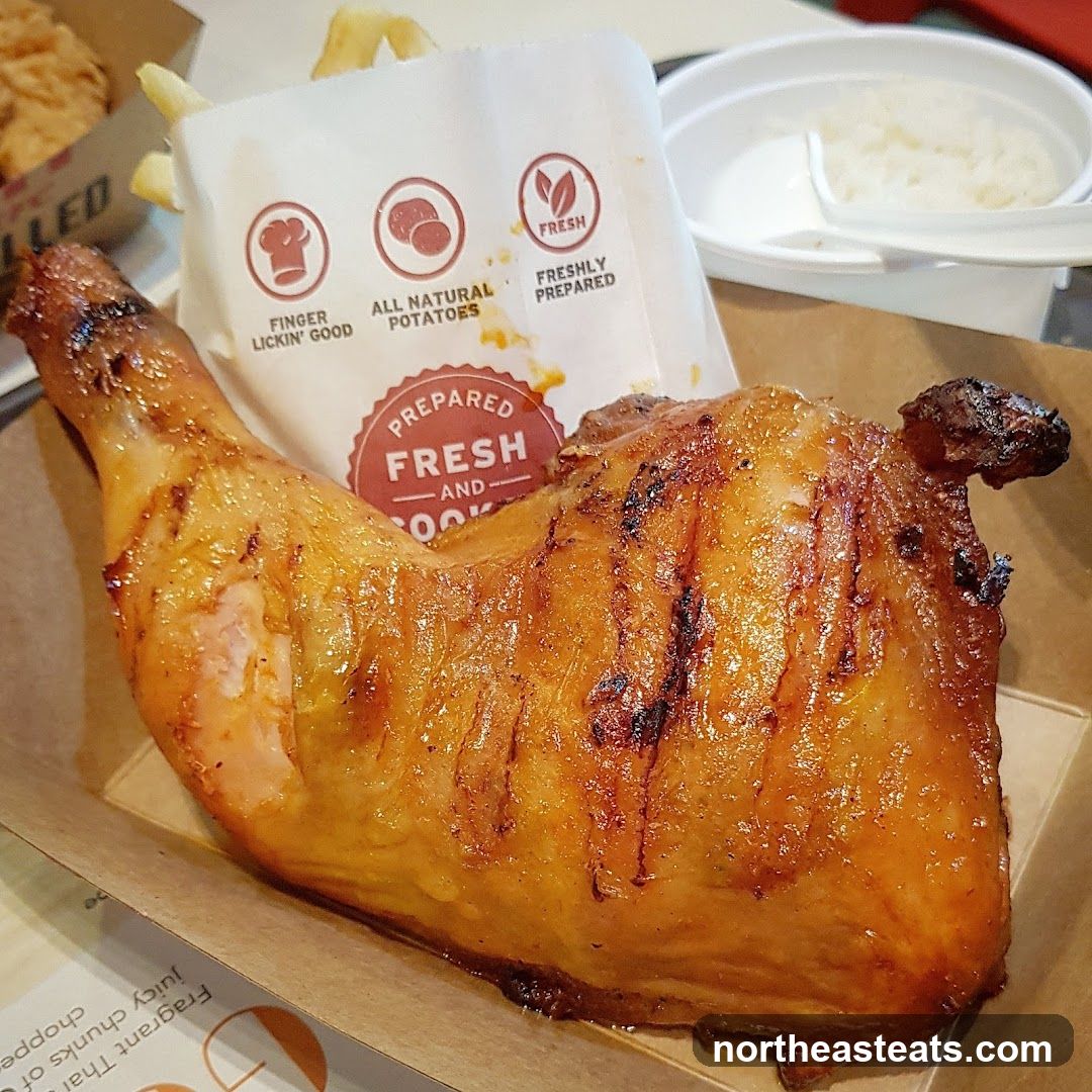 Roasted Chicken Leg with Fries and Rice