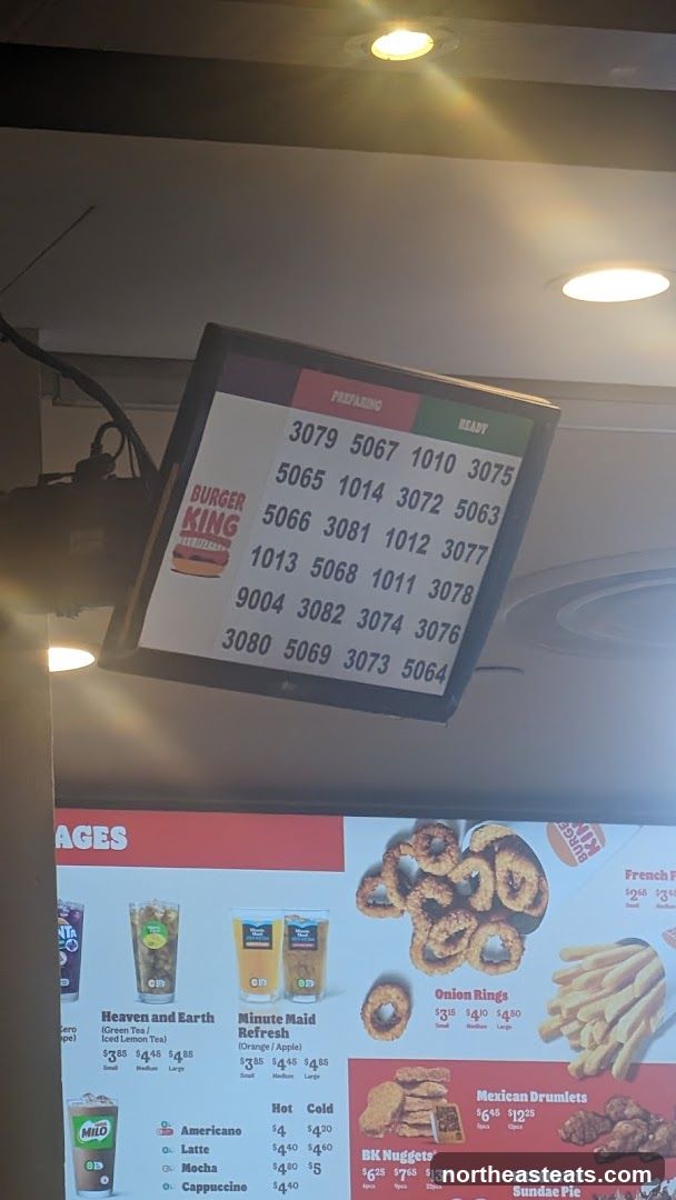 Burger King Order Screen and Menu