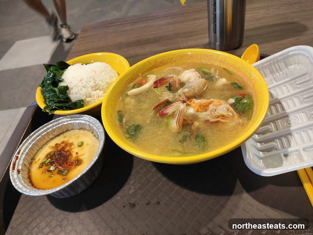 Seafood Soup with Rice and Steamed Egg