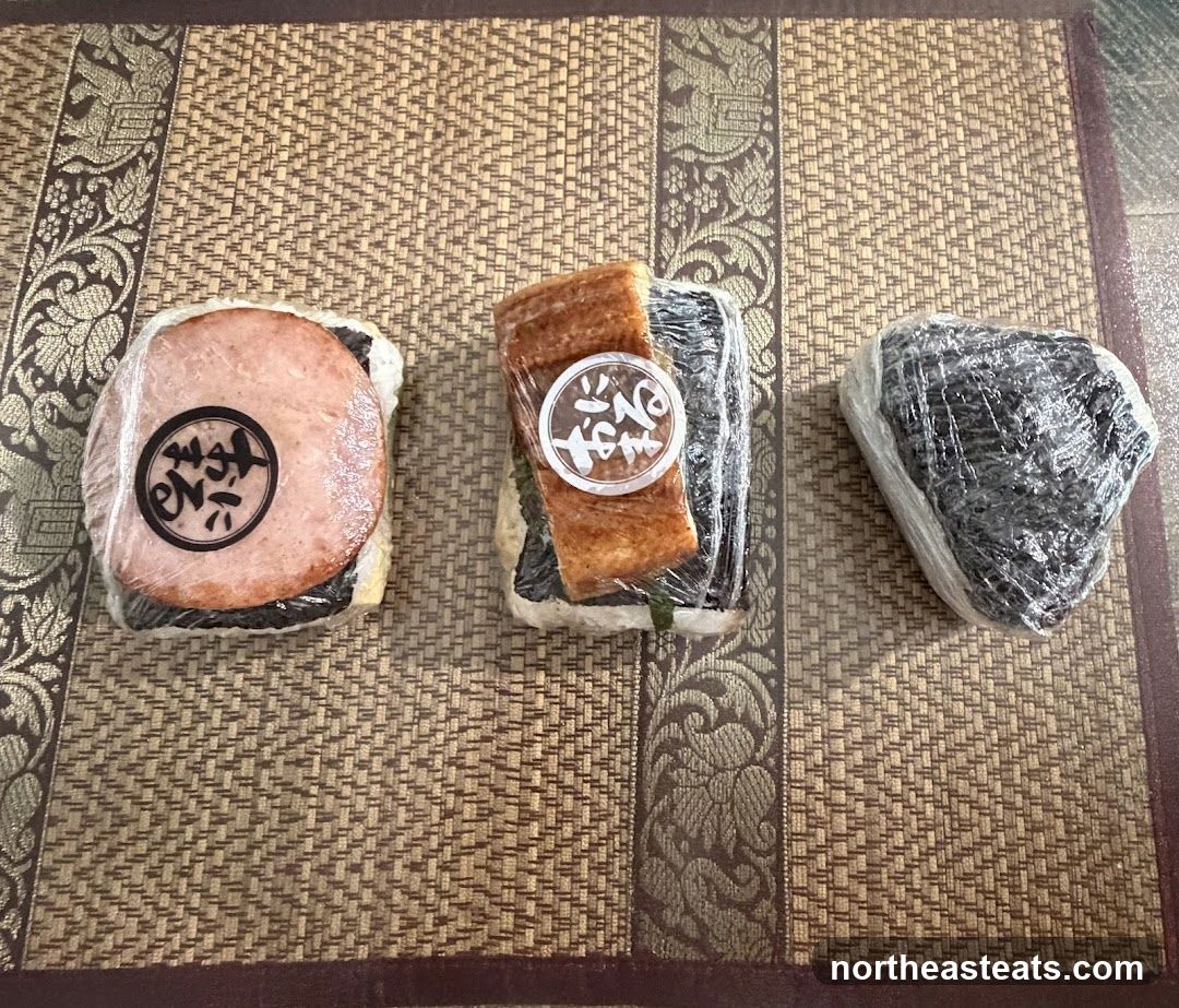 Three Wrapped Onigiri