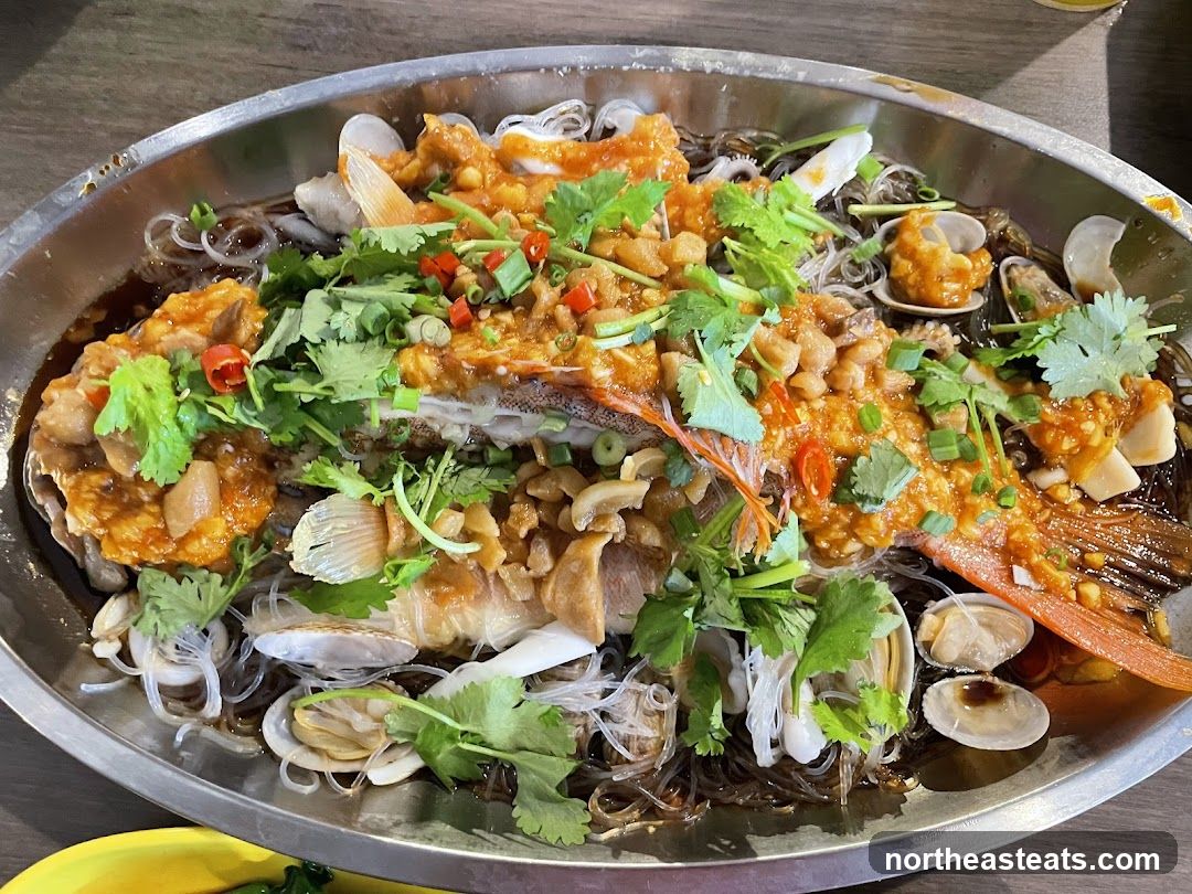 Steamed Fish with Clams and Noodles