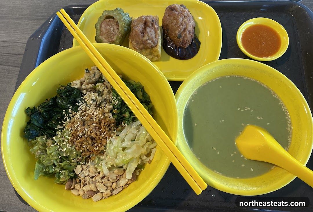 Asian Meal with Vegetables and Stuffed Items