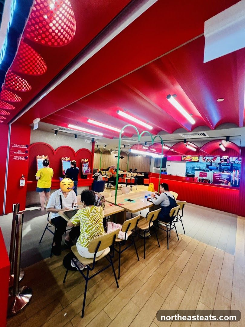 Restaurant Interior with Red Accents