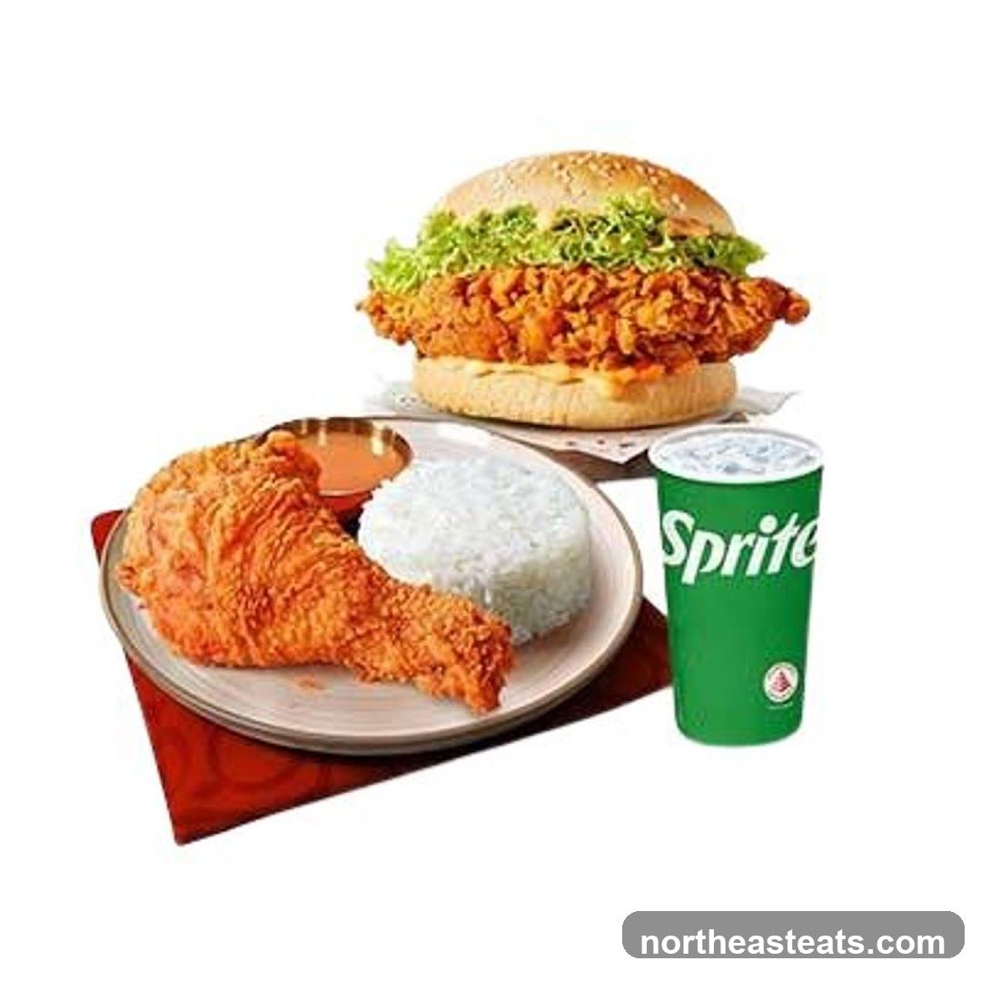 Fried Chicken Meal with Burger and Sprite