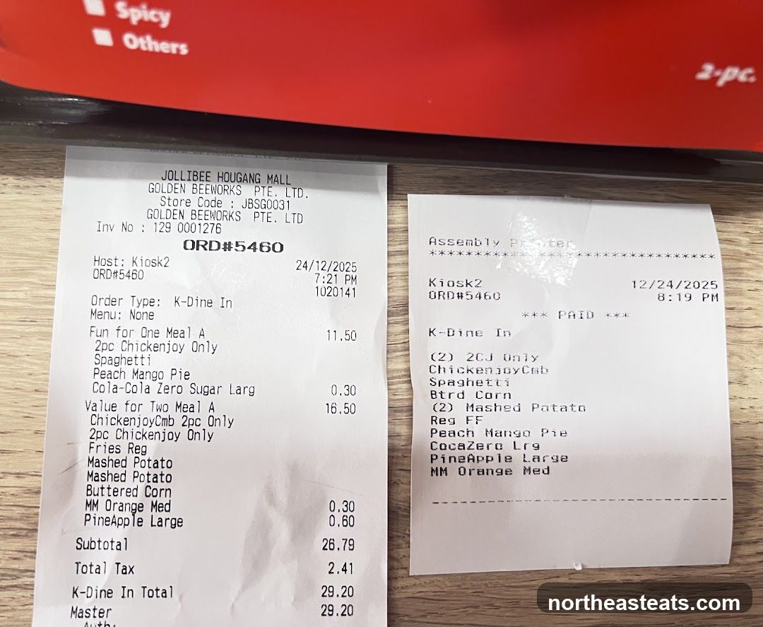 Jollibee Receipts