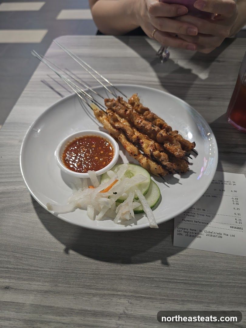 Satay Skewers with Dipping Sauce and Salad