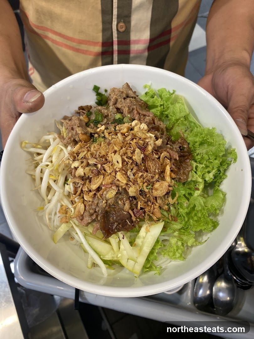 Bowl of Noodles with Beef and Vegetables