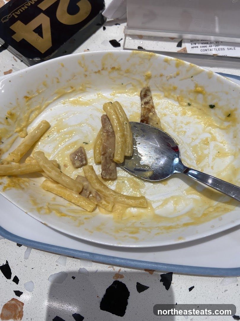 Partially Eaten Pasta Dish